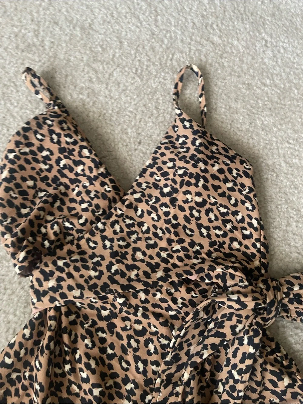Aerie Leopard Print One-Piece Swimsuit with Waist Tie size Large - Picture 4 of 6